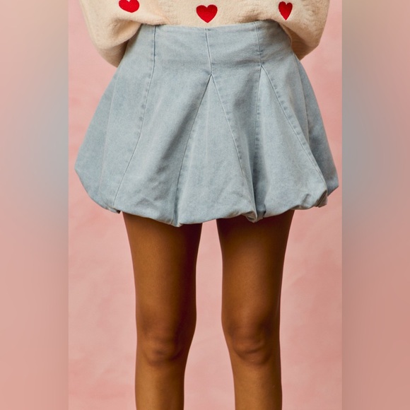 SO ME Denim Bubble Mini Skirt - Picture 6 of 8